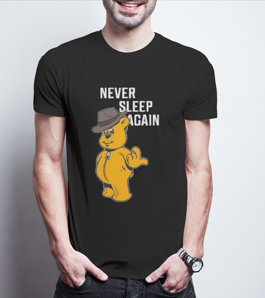 Never Sleep Again Zwart Wanna Play Nightmare Teddy Bear T-Shirt