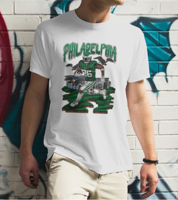 Philadelphia Eagles Saquon Barkley Bird Gang Running Player With Birds T-Shirt