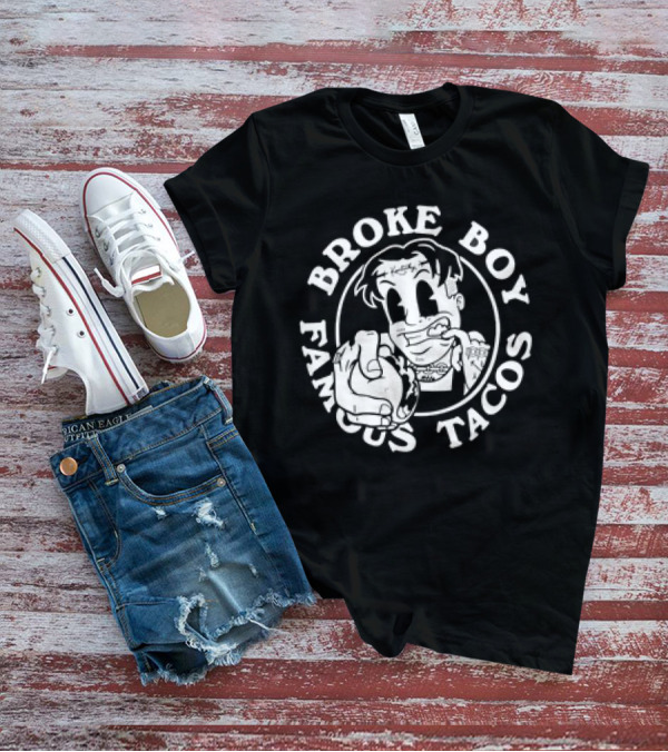 Broke Boy Famous Tacos Comic Character Hand Gesture T-Shirt