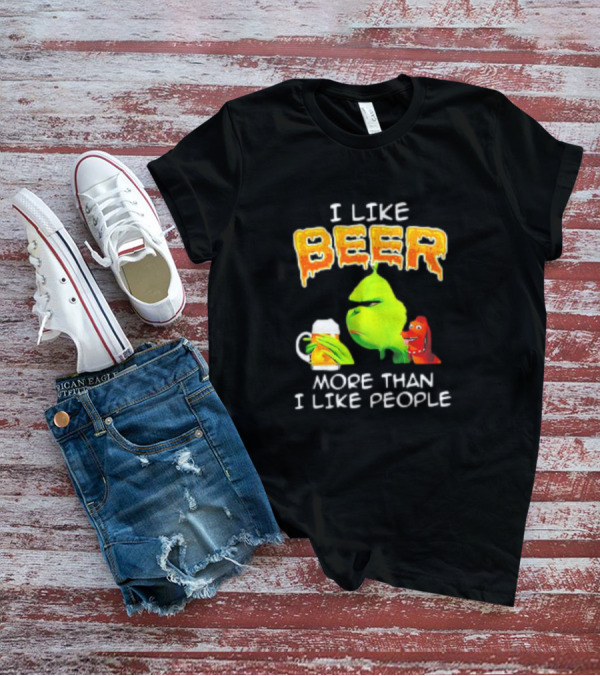 Grinch I Like Beer More Than I Like People With Dog Iconic T-Shirt