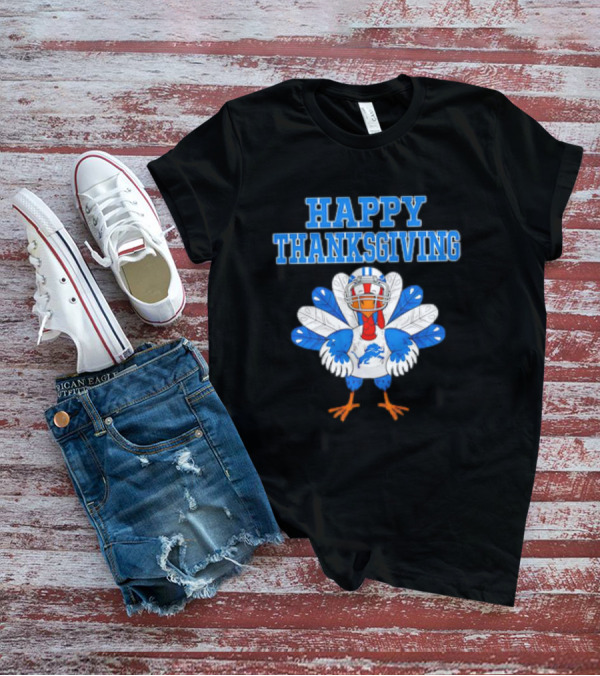Happy Thanksgiving Detroit Lions Turkey Football Fan T-Shirt