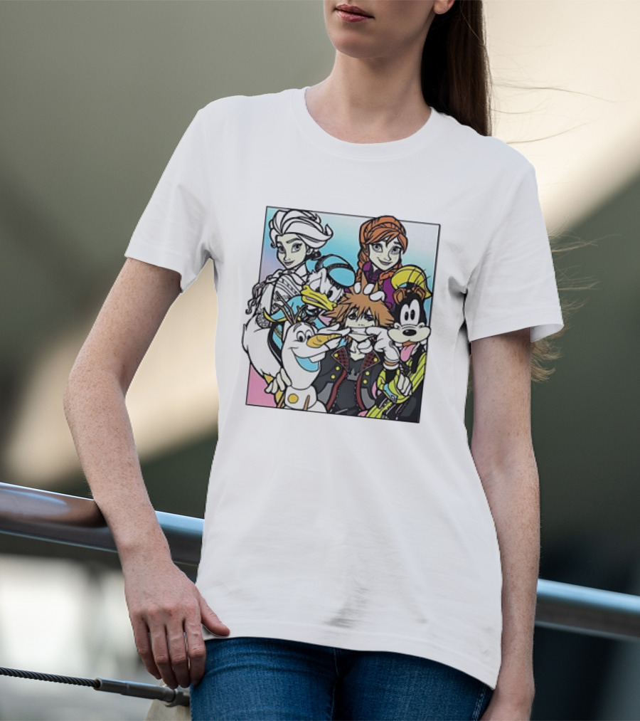 Disney Kingdom Hearts Frozen Characters Crossover T-Shirt