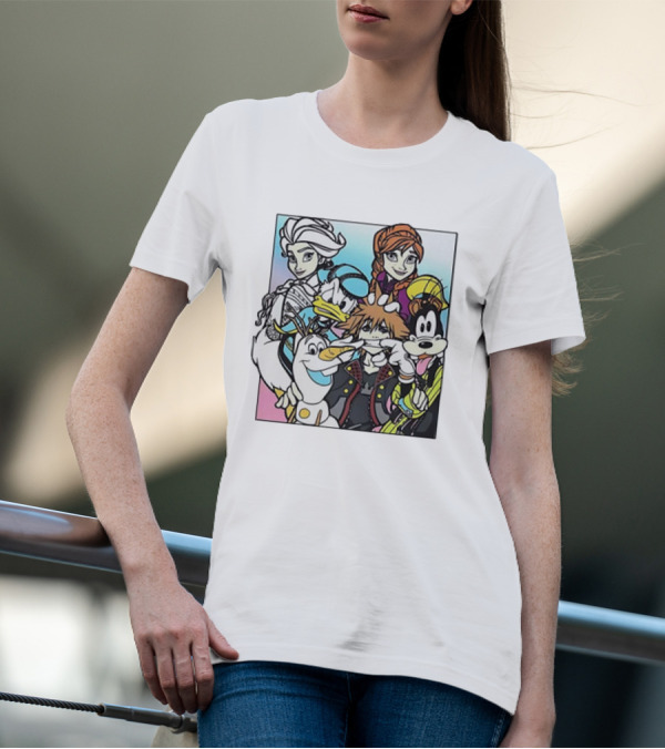 Disney Kingdom Hearts Frozen Characters Crossover T-Shirt