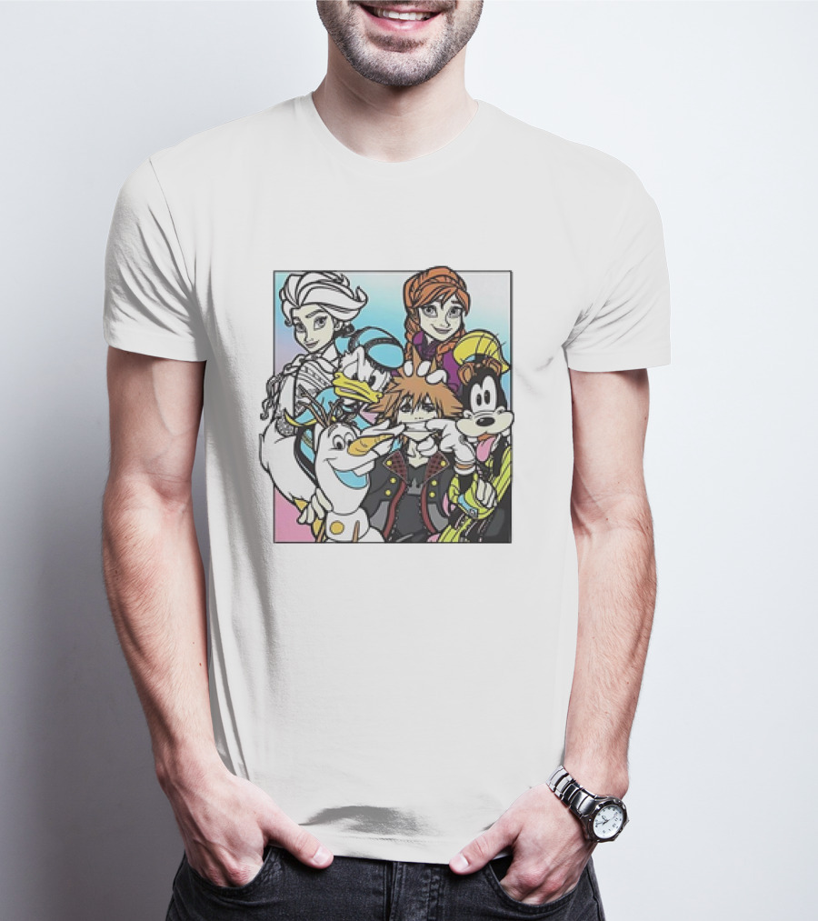 Disney Kingdom Hearts Frozen Characters Crossover T-Shirt