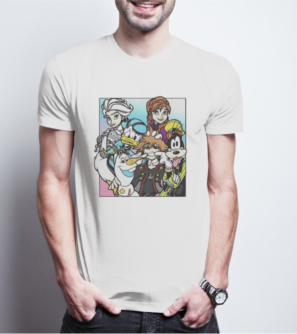 Disney Kingdom Hearts Frozen Characters Crossover T-Shirt