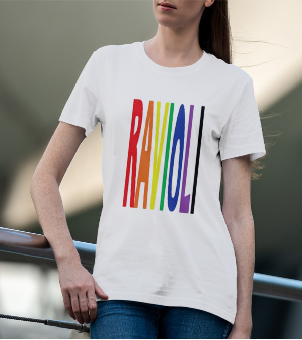 Ravioli Rainbow Colorful Block Letters T-Shirt