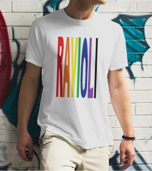 Ravioli Rainbow Colorful Block Letters T-Shirt