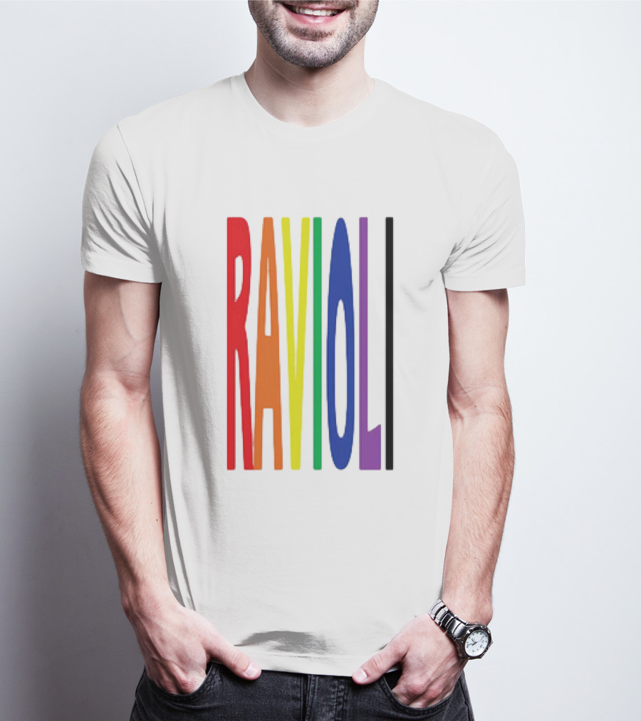 Ravioli Rainbow Colorful Block Letters T-Shirt