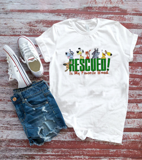 Rescued Is My Favorite Breed Cartoon Dogs Together T-Shirt