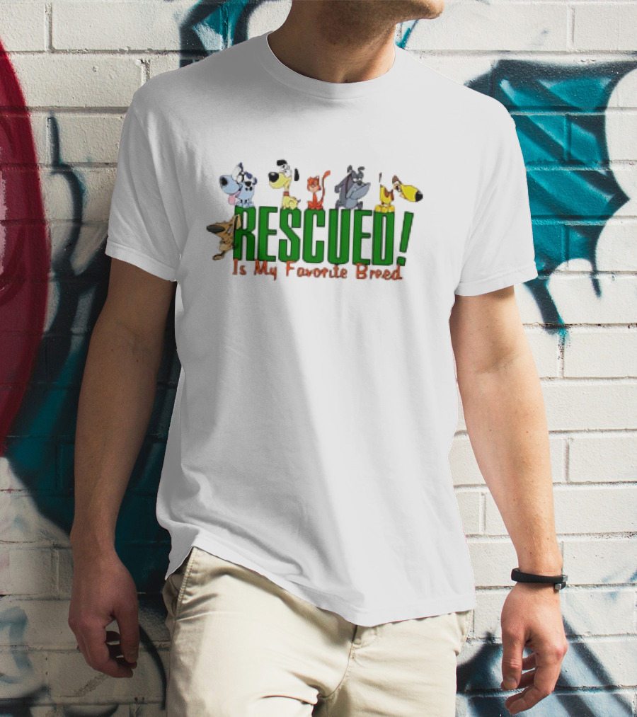 Rescued Is My Favorite Breed Cartoon Dogs Together T-Shirt