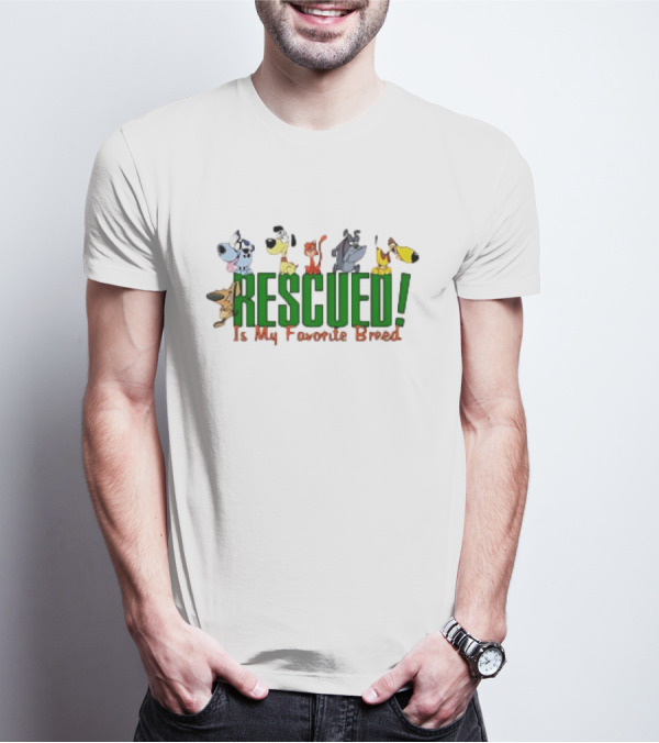 Rescued Is My Favorite Breed Cartoon Dogs Together T-Shirt