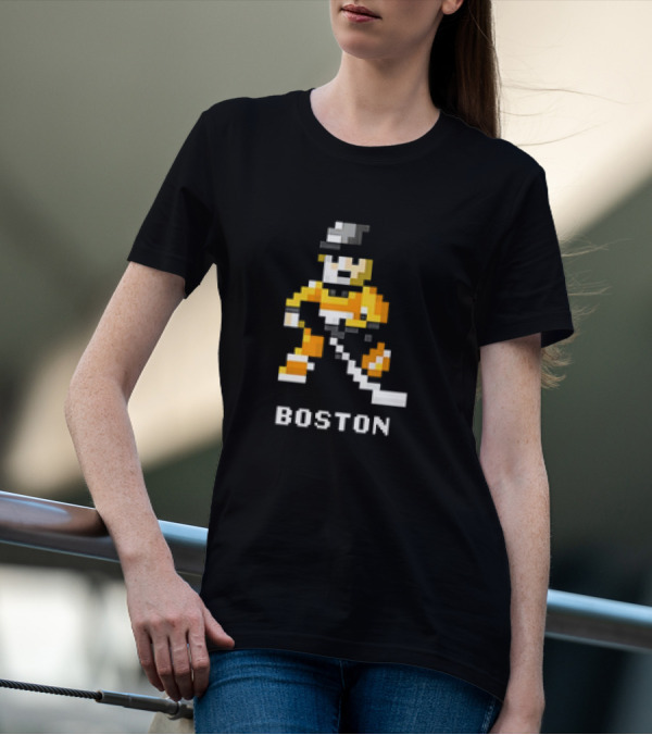 Boston Pixelated Hockey Player T-Shirt