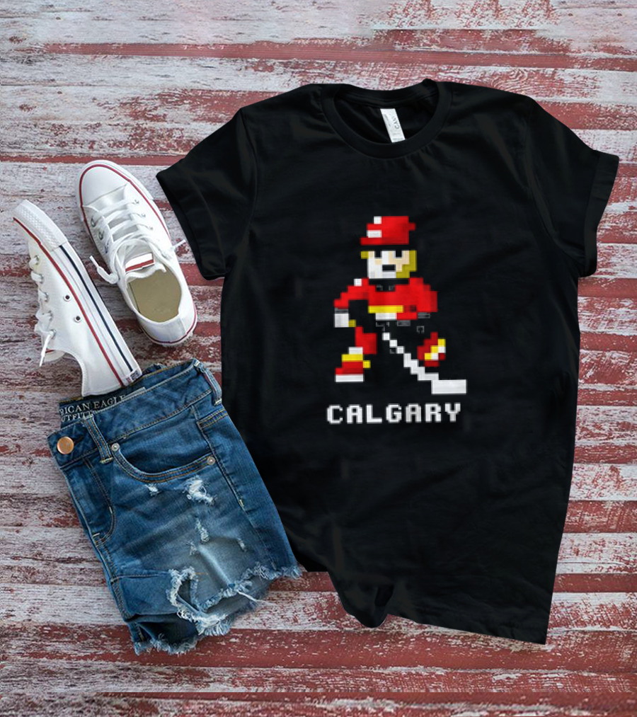 Calgary Hockey Pixelated Player T-Shirt