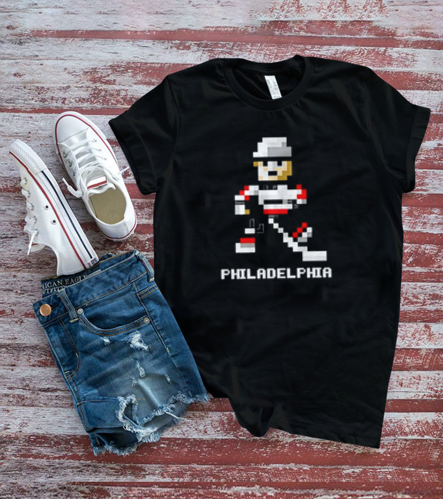 Philadelphia 8-Bit Hockey Pixel Art Player T-Shirt