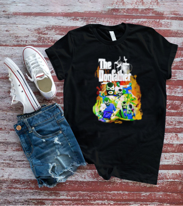 The Dogfather Powerfish Masked Characters In Colorful Scene T-Shirt