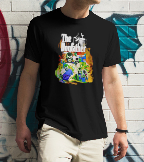 The Dogfather Powerfish Masked Characters In Colorful Scene T-Shirt