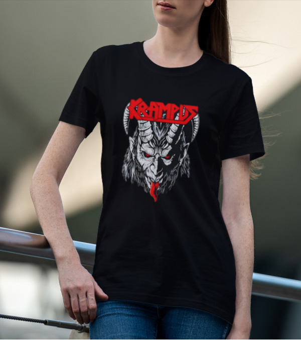 Scerry Krampus Christmas Krampus Horned Demon Face T-Shirt