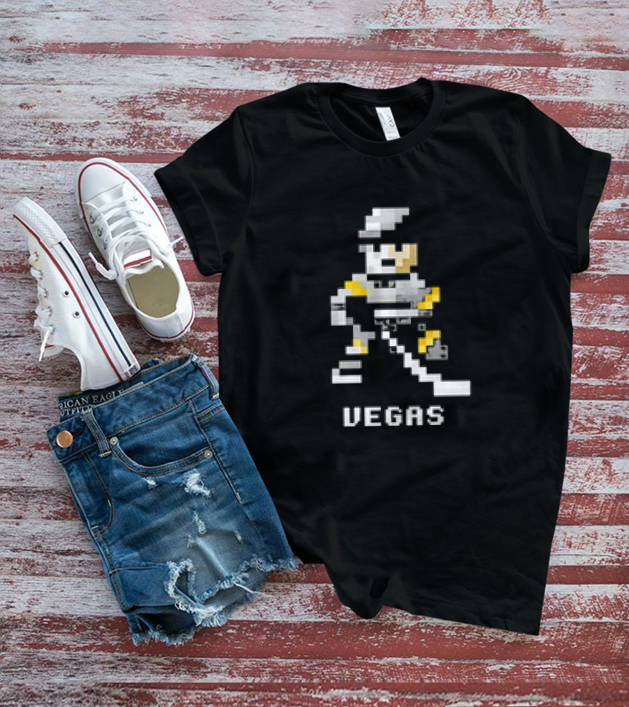 Vegas Retro Pixel Hockey Player T-Shirt