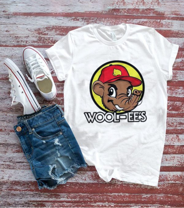 Wool-Ee’s Woolly Mammoth Cartoon Character In Red Cap With Yellow Background T-Shirt