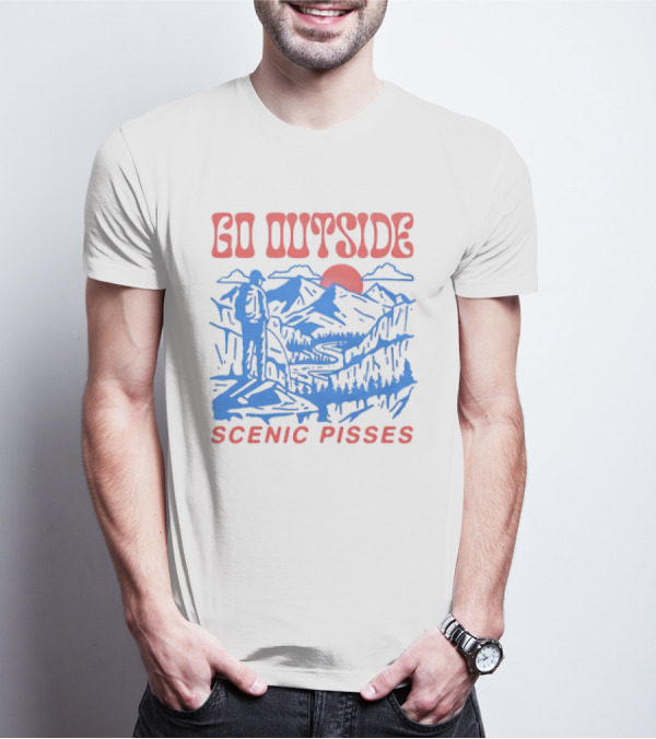Go Outside Mountain Scenic Pisses T-Shirt