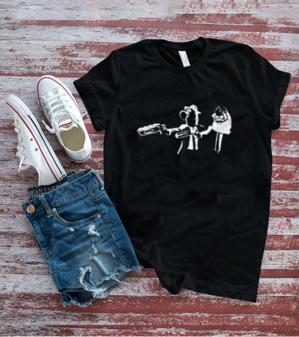 Gritty Phanatic Silhouette Stencil Dual-Wielding Baseball Mascot T-Shirt