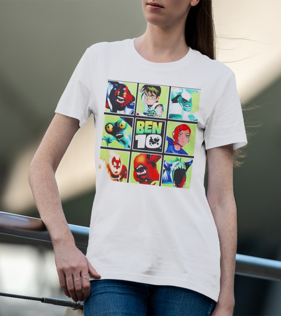 Ben 10 Alien Forms Panels Featuring Iconic Characters And Creatures T-Shirt