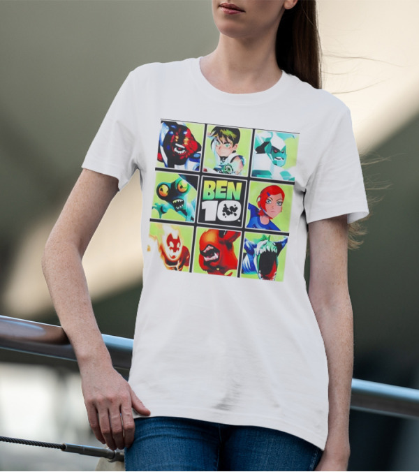 Ben 10 Alien Forms Panels Featuring Iconic Characters And Creatures T-Shirt