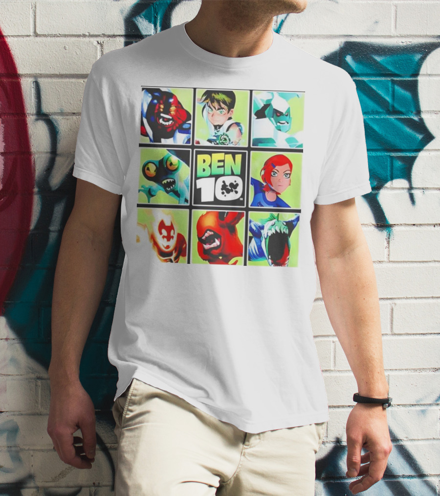 Ben 10 Alien Forms Panels Featuring Iconic Characters And Creatures T-Shirt