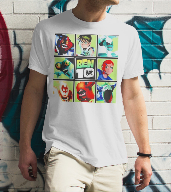 Ben 10 Alien Forms Panels Featuring Iconic Characters And Creatures T-Shirt