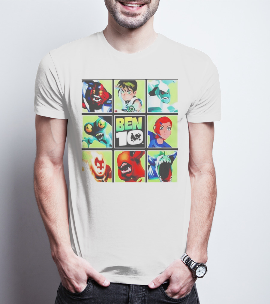 Ben 10 Alien Forms Panels Featuring Iconic Characters And Creatures T-Shirt