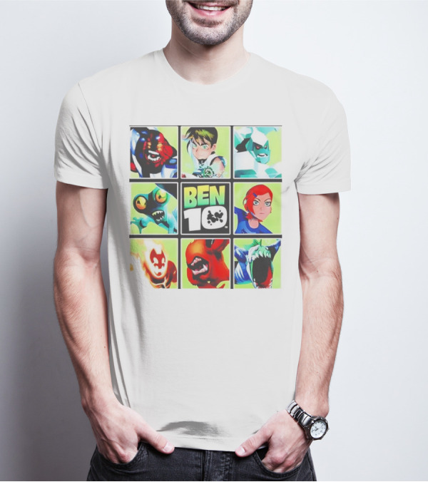 Ben 10 Alien Forms Panels Featuring Iconic Characters And Creatures T-Shirt