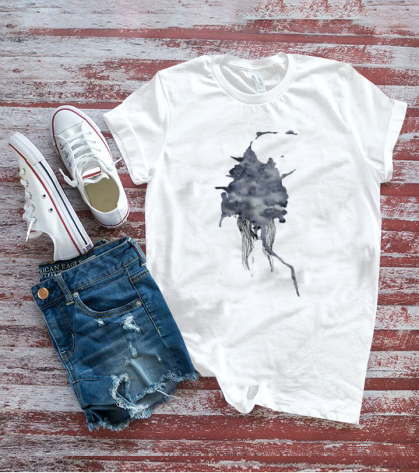 Clouded Classic Abstract Ink And Wash Sky Scene T-Shirt