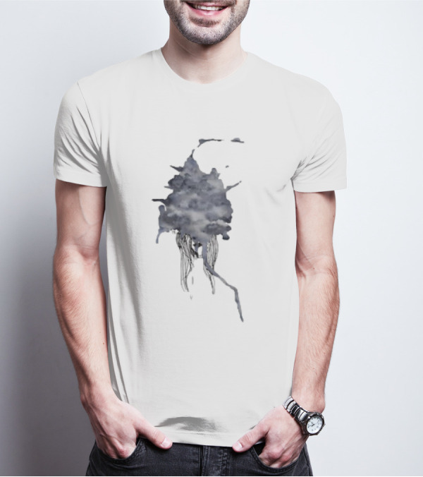 Clouded Classic Abstract Ink And Wash Sky Scene T-Shirt