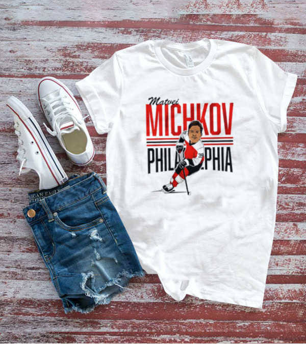 Matvei Michkov Philadelphia Center Ice NHLPA Hockey Caricature T-Shirt