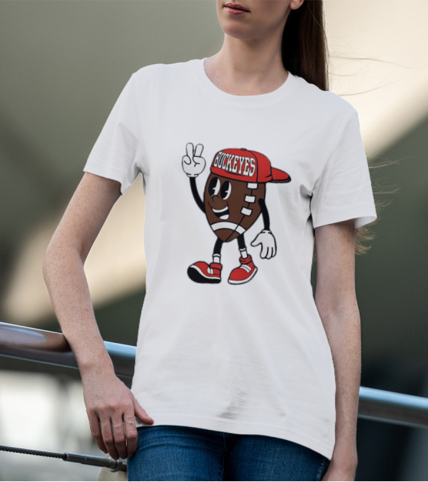 Ohio State Buckeyes Football Cartoon Mascot Peace Sign T-Shirt