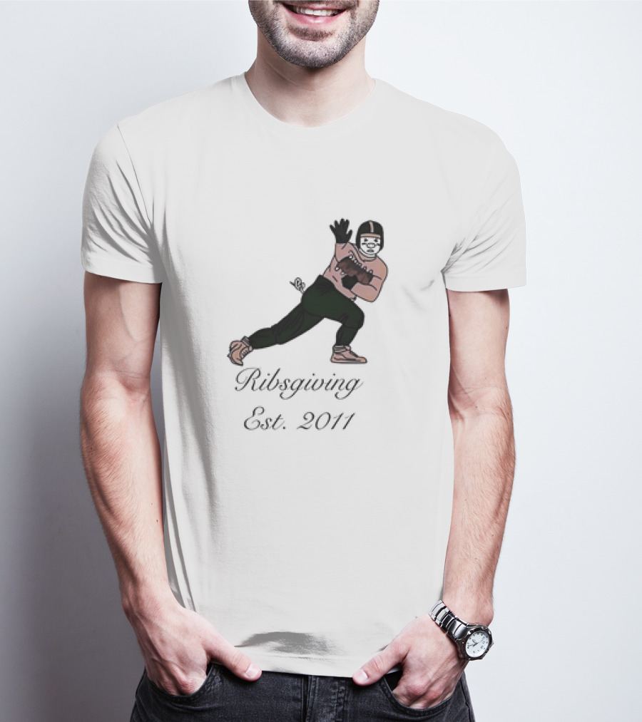 Green Pig Ribsgiving Est. 2011 Football Player T-Shirt