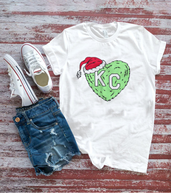 Grinch KC Heart Christmas Santa Hat T-Shirt