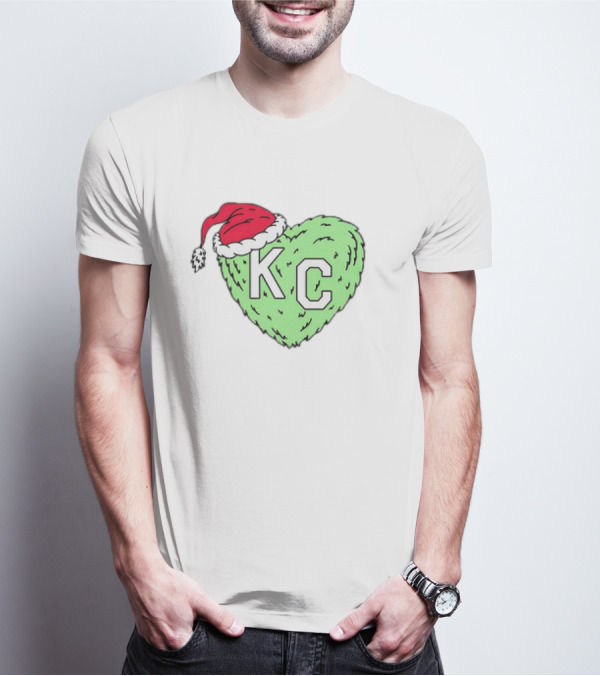 Grinch KC Heart Christmas Santa Hat T-Shirt