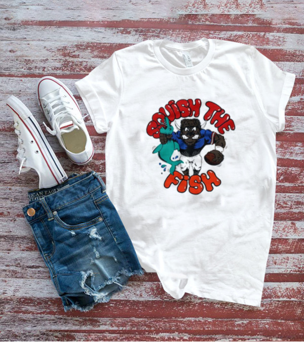 Homage Bills Squish The Fish Football Sports Graphic Cartoon T-Shirt