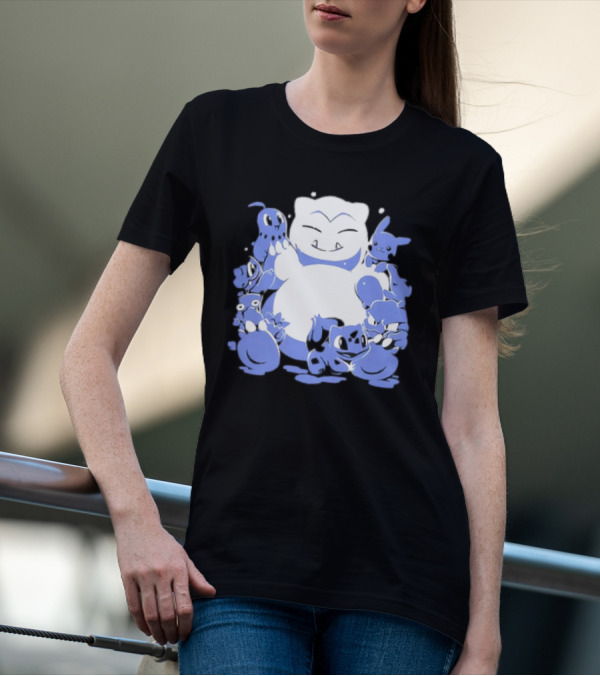 Snorlax Snowman Surrounded By Pokémon Snowlaxman T-Shirt