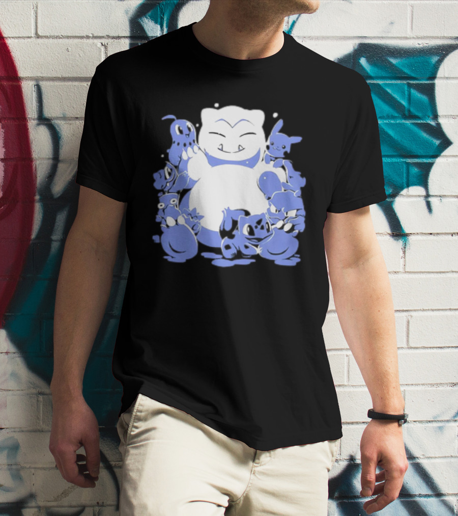 Snorlax Snowman Surrounded By Pokémon Snowlaxman T-Shirt