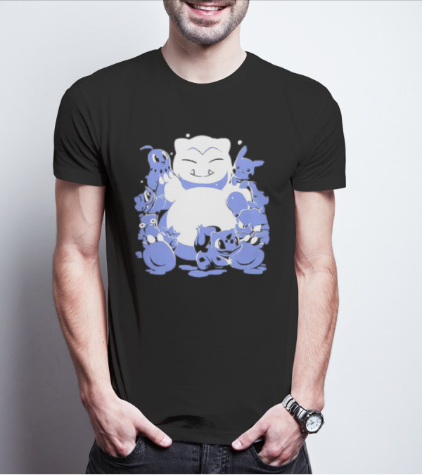 Snorlax Snowman Surrounded By Pokémon Snowlaxman T-Shirt