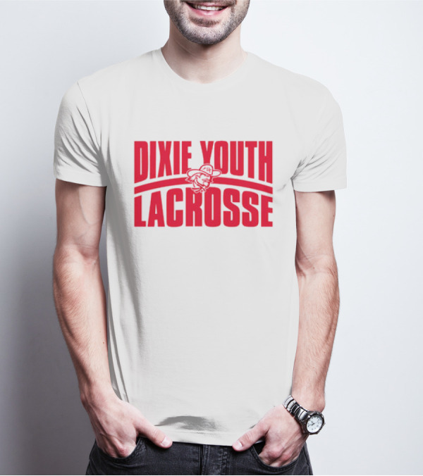 Dixie Youth Lacrosse Red Text Logo With Mascot Character T-Shirt