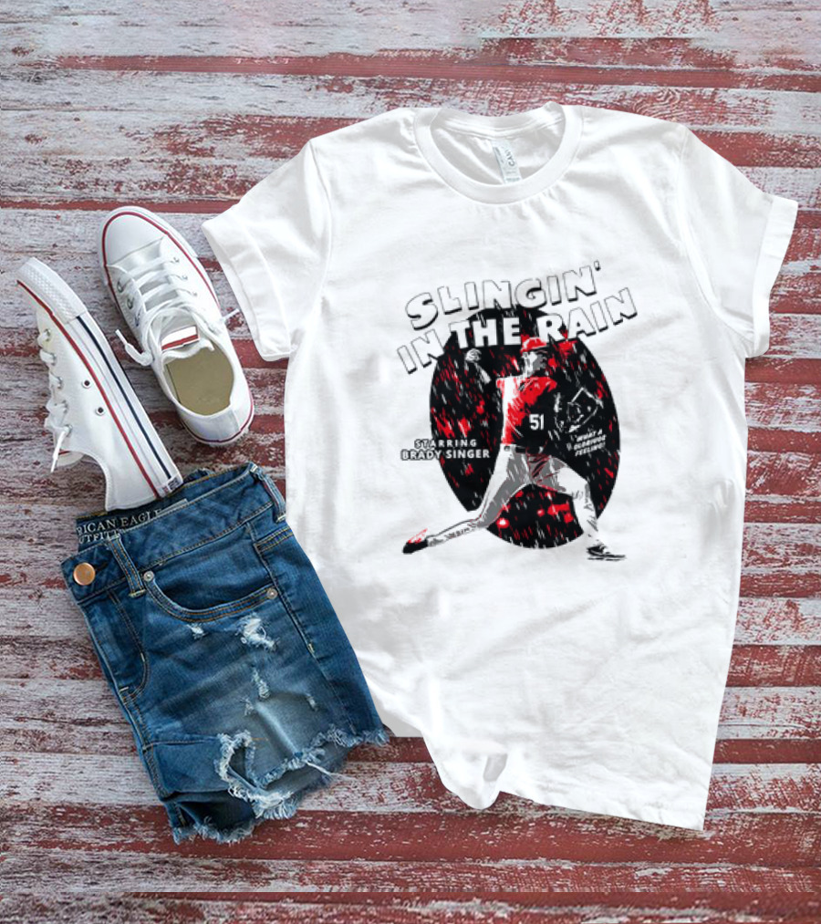 Slingin' In The Rain Starring Brady Singer Major League Royals T-Shirt