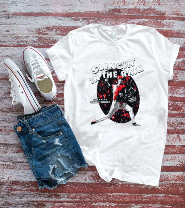 Slingin' In The Rain Starring Brady Singer Major League Royals T-Shirt