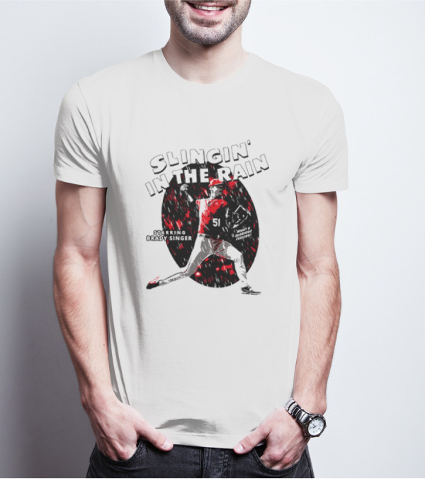 Slingin' In The Rain Starring Brady Singer Major League Royals T-Shirt