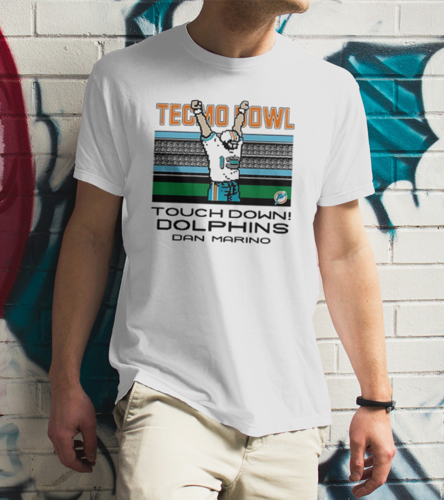 TECMO BOWL TOUCH DOWN DOLPHINS DAN MARINO VINTAGE MIAMI DOLPHINS T-Shirt