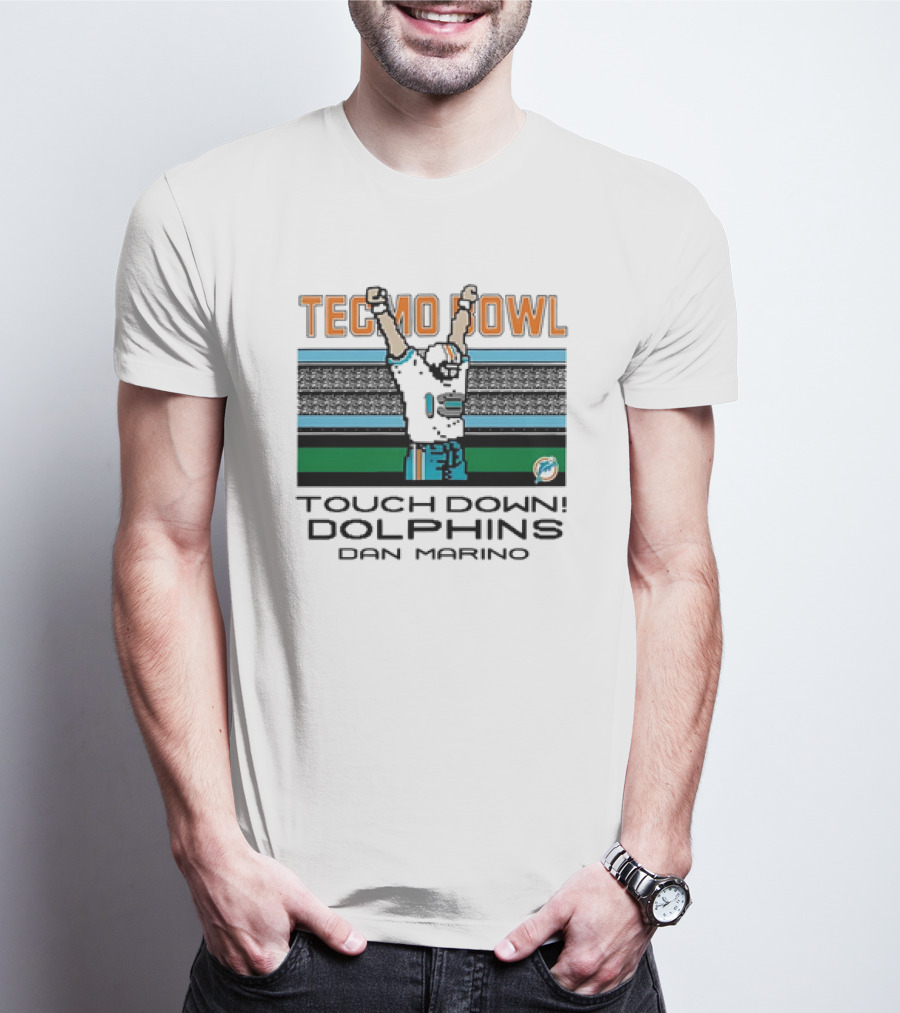 TECMO BOWL TOUCH DOWN DOLPHINS DAN MARINO VINTAGE MIAMI DOLPHINS T-Shirt