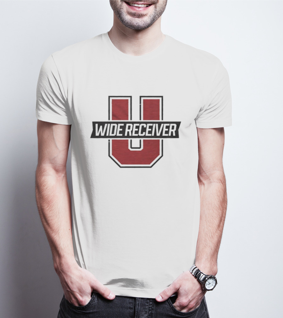 Wide Receiver U Football Inspired Logo Red And Black T-Shirt