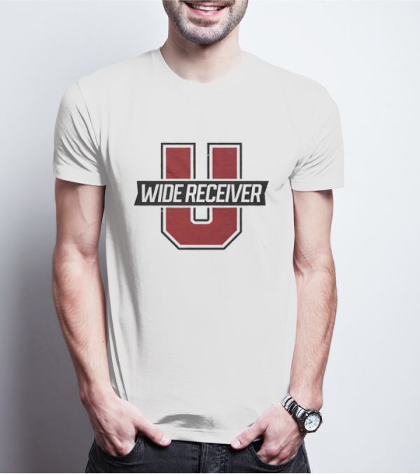 Wide Receiver U Football Inspired Logo Red And Black T-Shirt